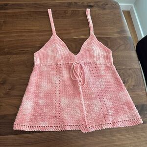Gap 1969 Limited Edition Pink Crochet Tie Front Tank Top